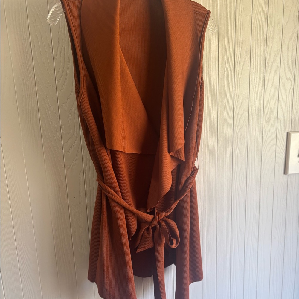 Rust Cottagecore Sleeveless Sweater Vest with Tie NWOT